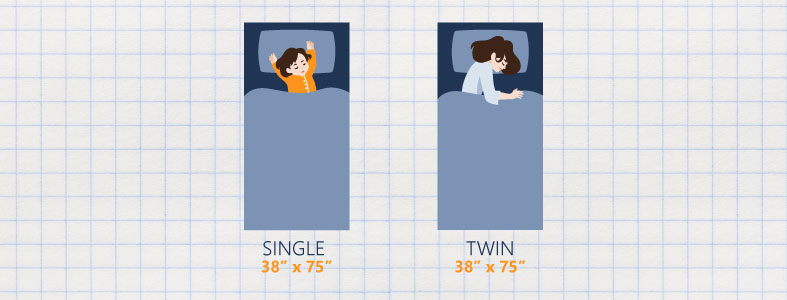 image of single and twin bed size