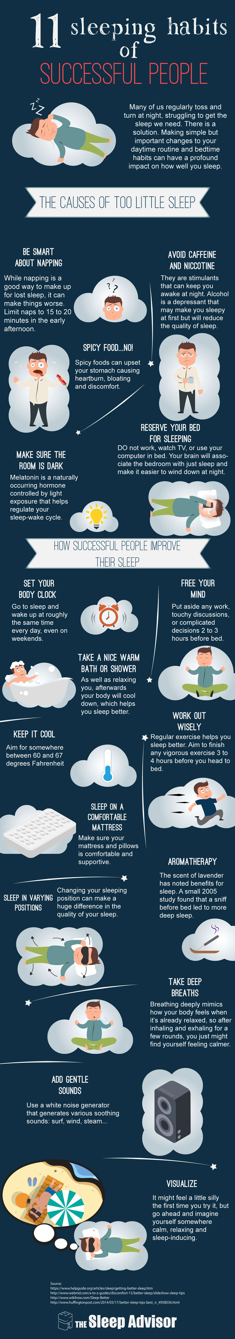 sleep routines of the successful infographic