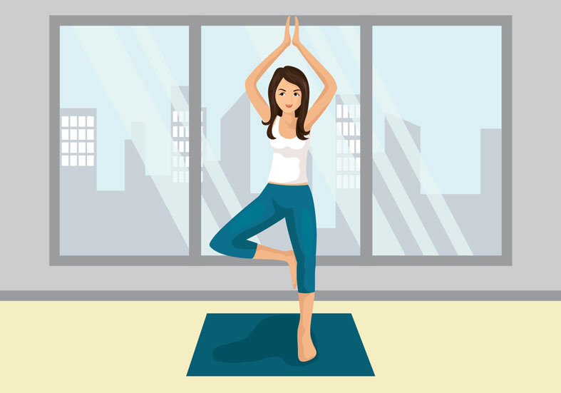 woman practicing yoga as part of lifestyle habits change woman practicing yoga as part of lifestyle habits change