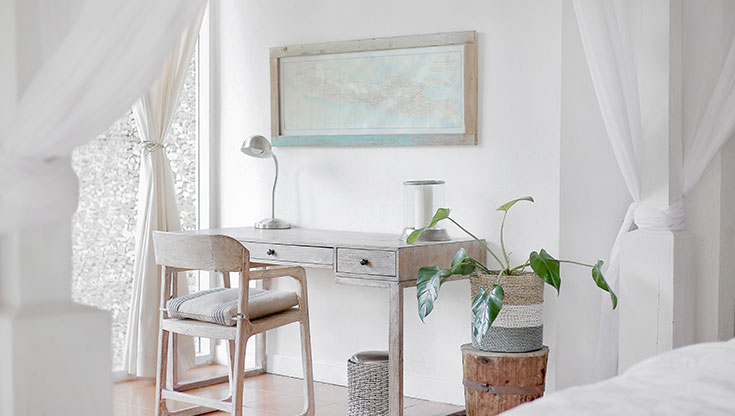 Modern Minimalist Bedroom Ideas – 7 Tips to Declutter Space 2 Light white room with a chair and a desk