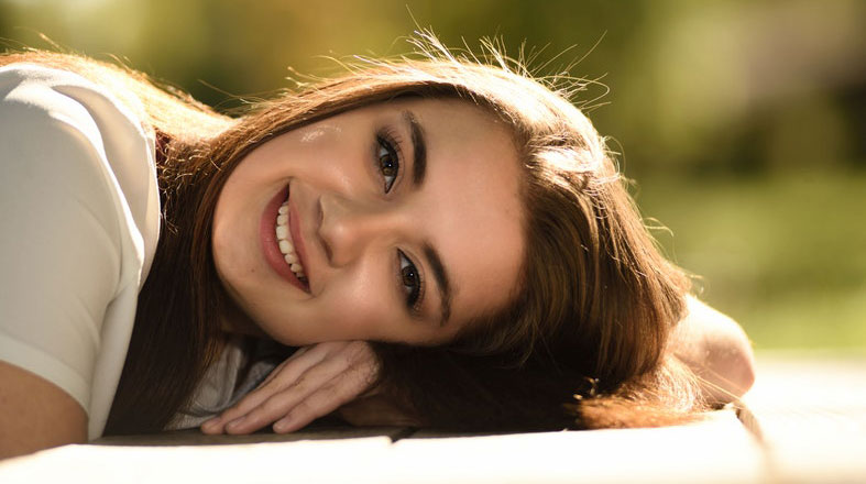 Woman is being happy