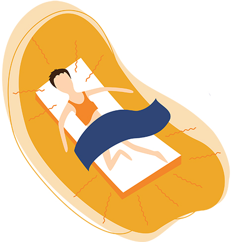 Illustration Of a Man Sleeping On A Hot Summer Night