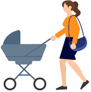 Illustration Of a Woman Pushing Stroller