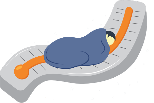 Illustration of a Boy Sleeping on a Thermometer