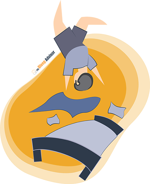 Illustration of a Man and His Bed Flying