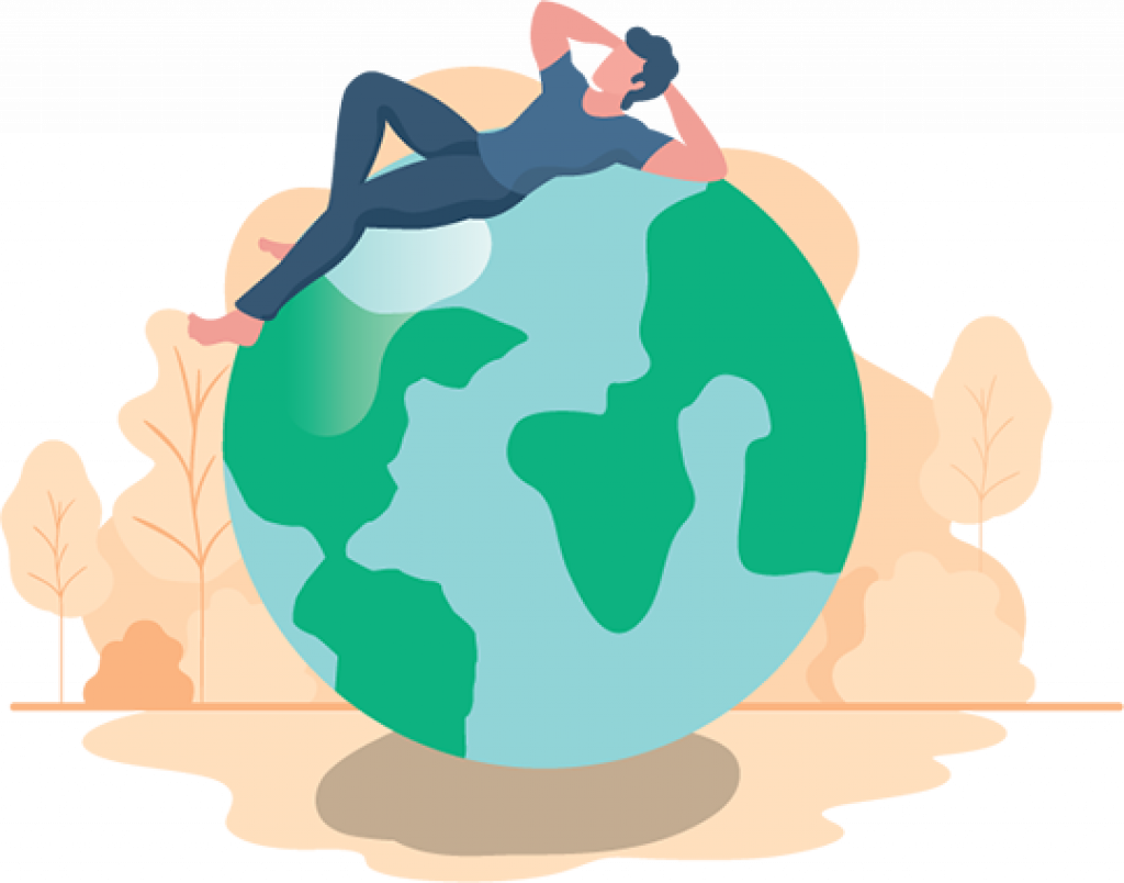 Man Lying Down On Earth Illustration