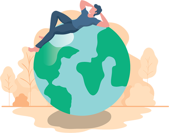 Man Lying Down On Earth Illustration