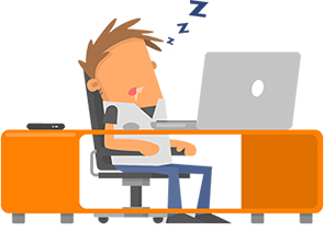 Young Man Sleeping at Work Illustration