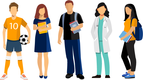 Illustration Of a Group Of College Students