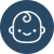 Illustration showing baby's head on a blue background
