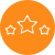 Illustration showing three rating stars on an orange background