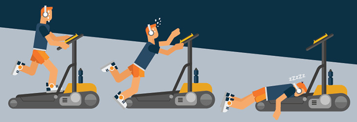 A Man Collapsing on a Treadmill - Illustration