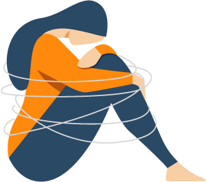 Illustration of a Young Depressed Woman