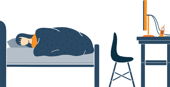 Freelancer Woman Trying To Fall Asleep illustration