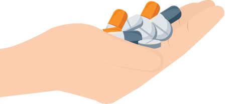 Hand Full of Medications Illustration