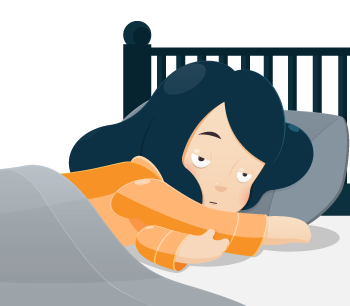 Illustration Of a Little Girl Suffering from Insomnia