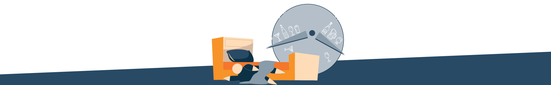 Illustration of a Wasted Man Falling Ofd the Bed