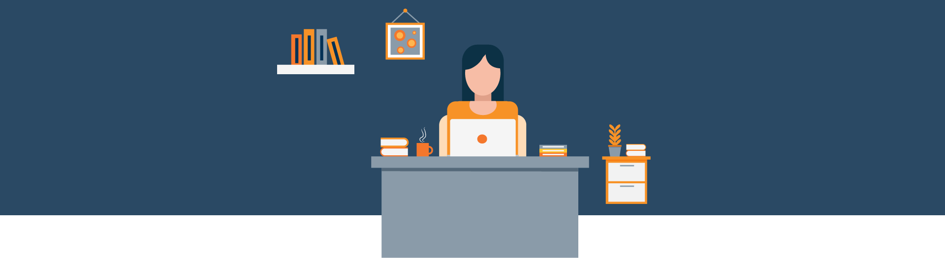 Illustration of a Freelance Girl Working Late at Night