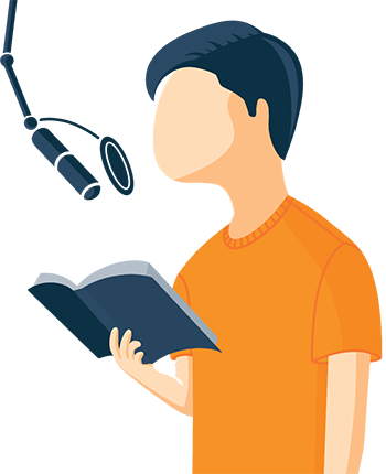 Narrator Reading a Book Illustration