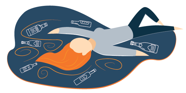 Wasted Woman Sleeping on the Floor Illustration