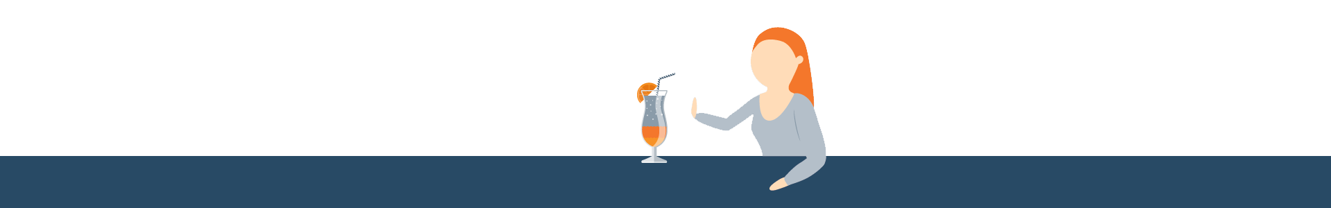 Woman Rejecting Coctail Illustation
