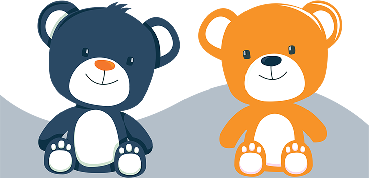 Blue and Orange Teddy Bears Ilustration Blue and Orange Teddy Bears Ilustration
