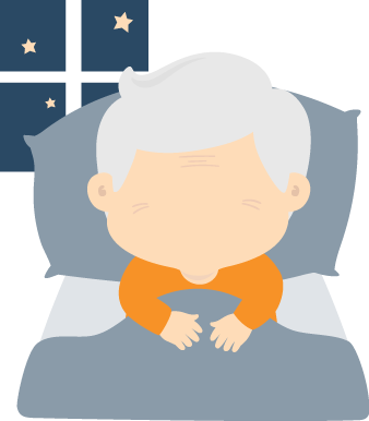 Elderly Man Lying On the Bed Illustration