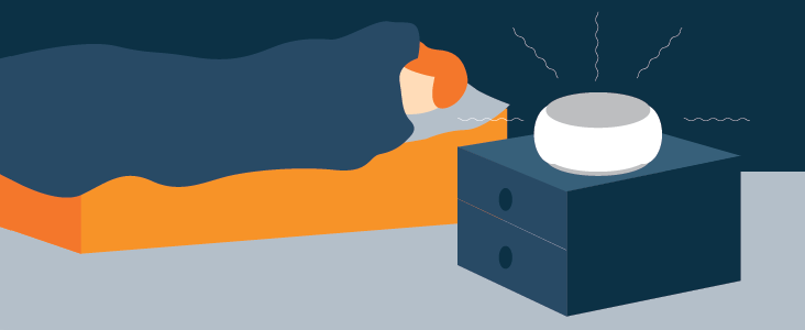 Girl Sleeping With a White Noise Machine On Illustration Girl Sleeping With a White Noise Machine On Illustration