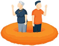 Illustration of an Older Couple Standing in an Empty Birds Nest Waving Goodbye