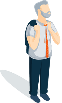 Illustration of an Older Man With a Tie Over His Neck