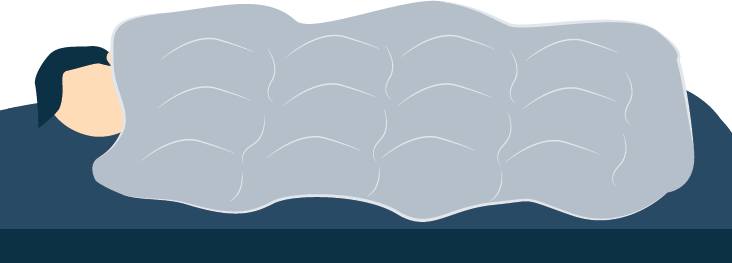 Man Sleeping With a Weighted Blanket Over Illustration Man Sleeping With a Weighted Blanket Over Illustration