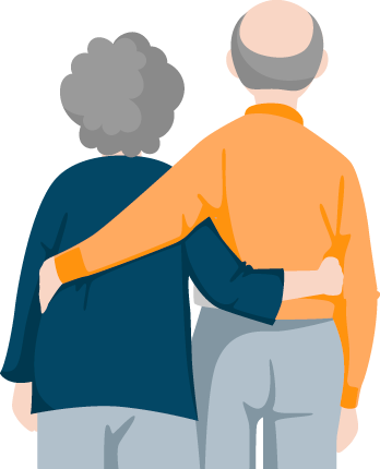 Older Couple Back View Illustration