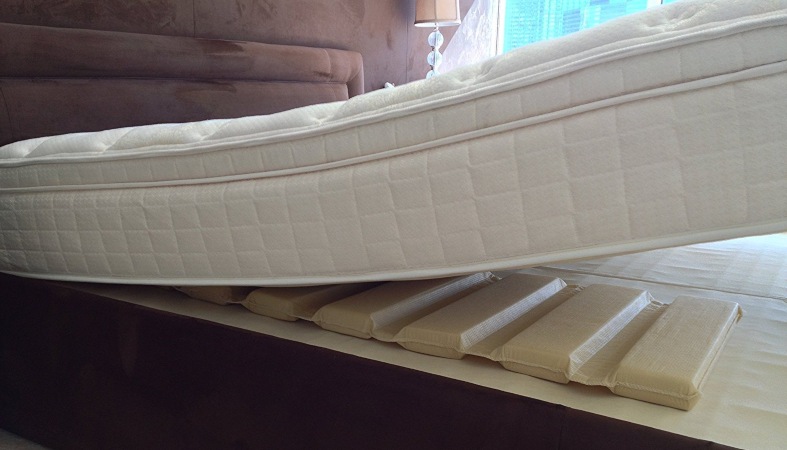 a mattress with a plywood support under it