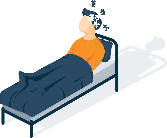 A Man With Bad Thoughts Lying in His Bed Illustration