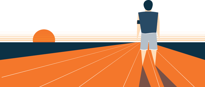 A Runner Standing on a Track Watching the Sun Go Down Illustration