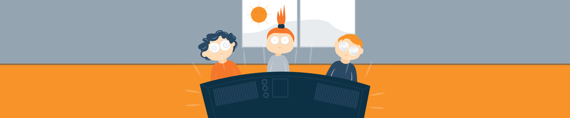 Animation of Hypnotized Kids Watching TV