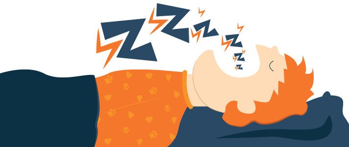 Child Sleeping on Back and Snoring Illustration