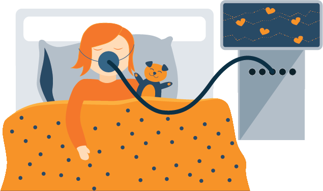Illustration of A Girl Using CPAP Device While Sleeping