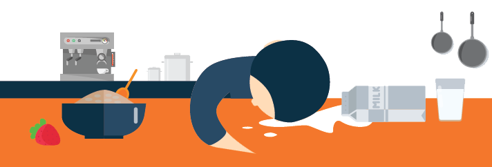 Illustration of a A Man Who Fell Asleep Into Spilled Milk