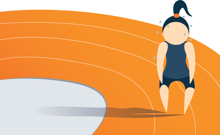 Illustration of a A female Runner Standing Hunched over with Her Hands on Her Knees