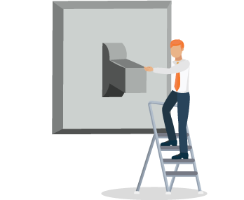 Illustration of a Little Person Flipping a Big Switch