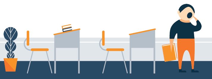 Student Carrying Books and Yawning Into His Hand Illustration