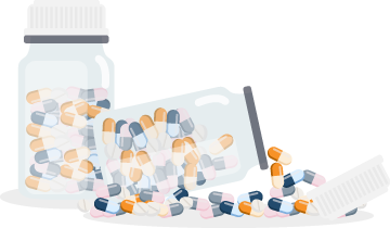 Two Bottles Full Of Pills Illustration