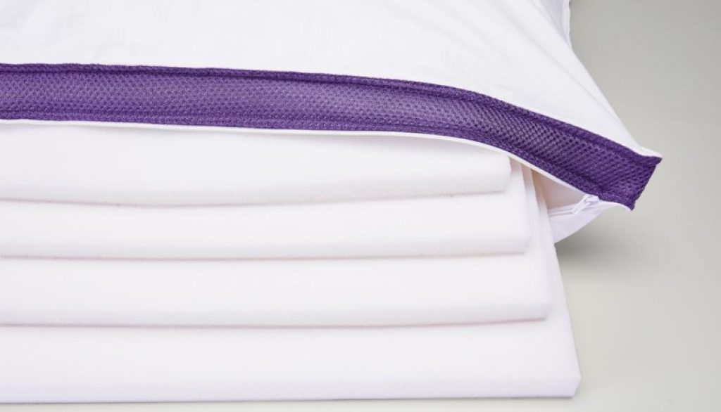 product image of the polysleep pillow showing the layers inside