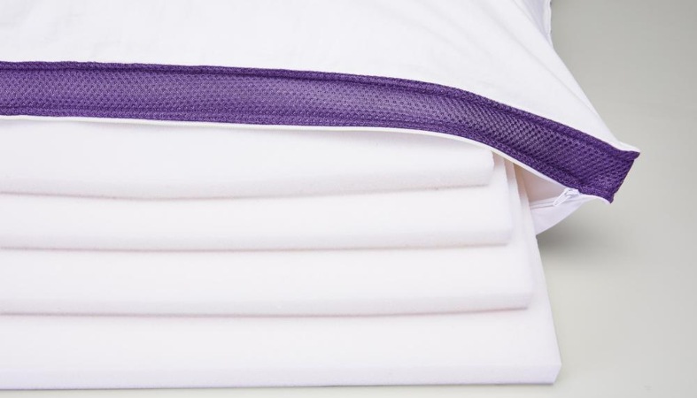 product image of polysleep pillow showing the layers inside