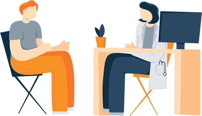 A Doctor Listening to a Patient Illustration
