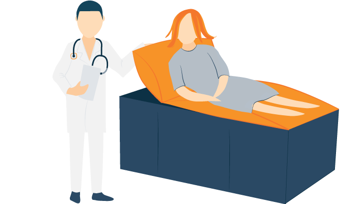 A Doctor Standing Next to a Woman on an Exam Table Illustration