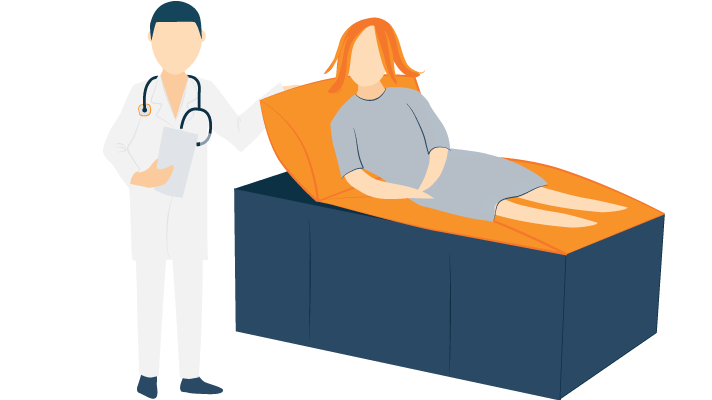 A Doctor Standing Next to a Woman on an Exam Table Illustration A Doctor Standing Next to a Woman on an Exam Table Illustration