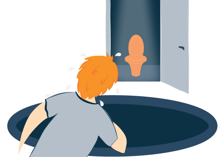 A Man Runs to the Bathroom Illustration A Man Runs to the Bathroom Illustration