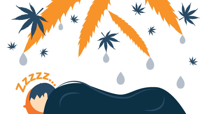 Animation of CBD Oil Drops Falling from Cannabis Leaves